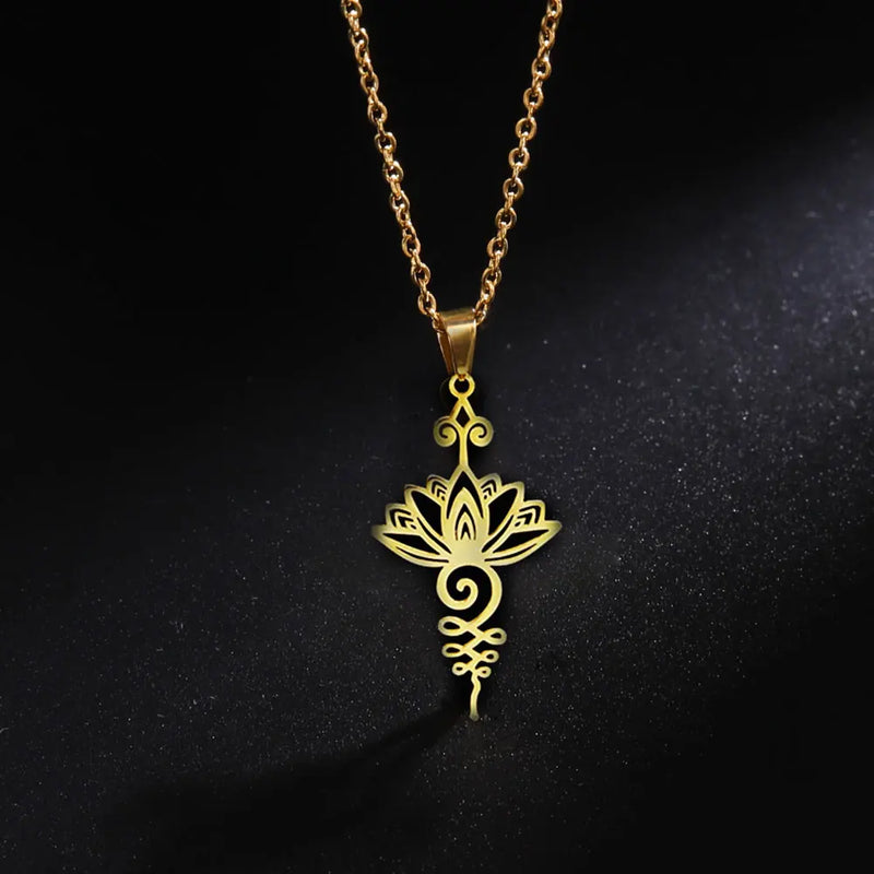 Colar Yoga Lotus em Aço Inoxidável Banhado a Ouro 18K - Símbolo de Paz e Harmonia